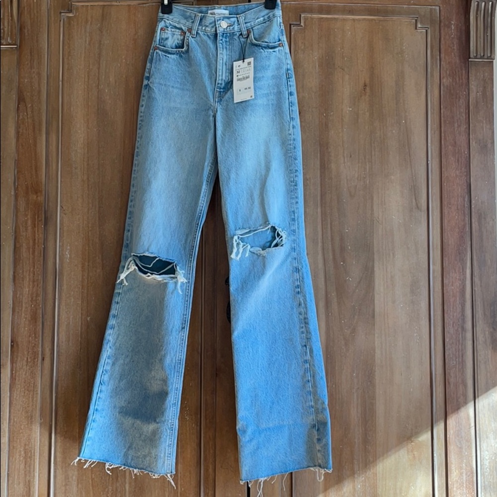 Zara Hi Rise Wide Leg Jeans